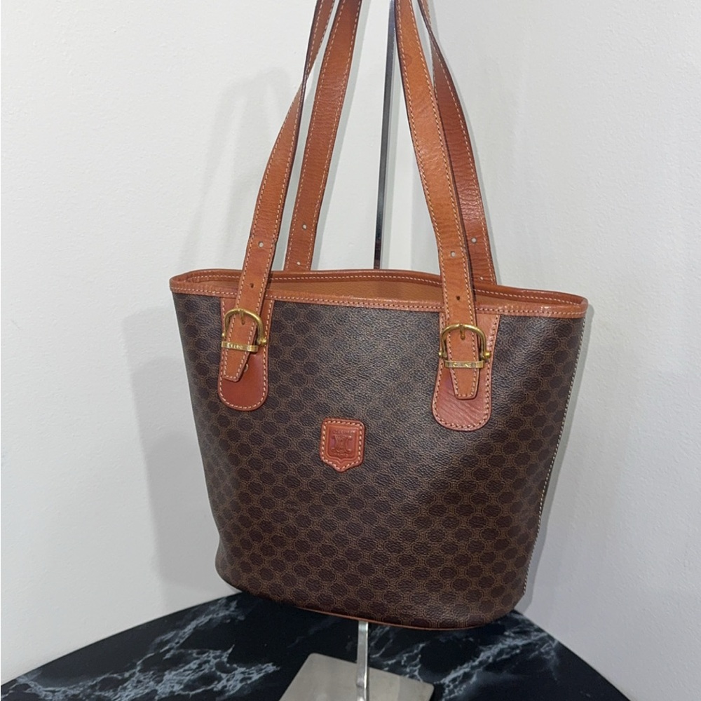 CELINE Handbag Leather Brown Tote AUTHENTIC